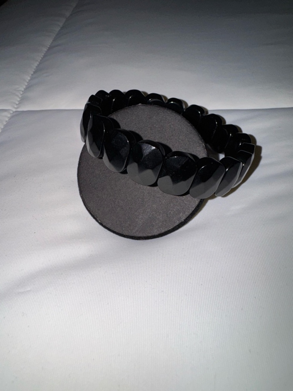 Black Faceted Obsidian Stretch Bracelet